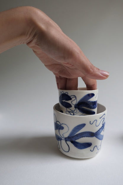 Porcelain esspresso cup, Blue Fish Collection