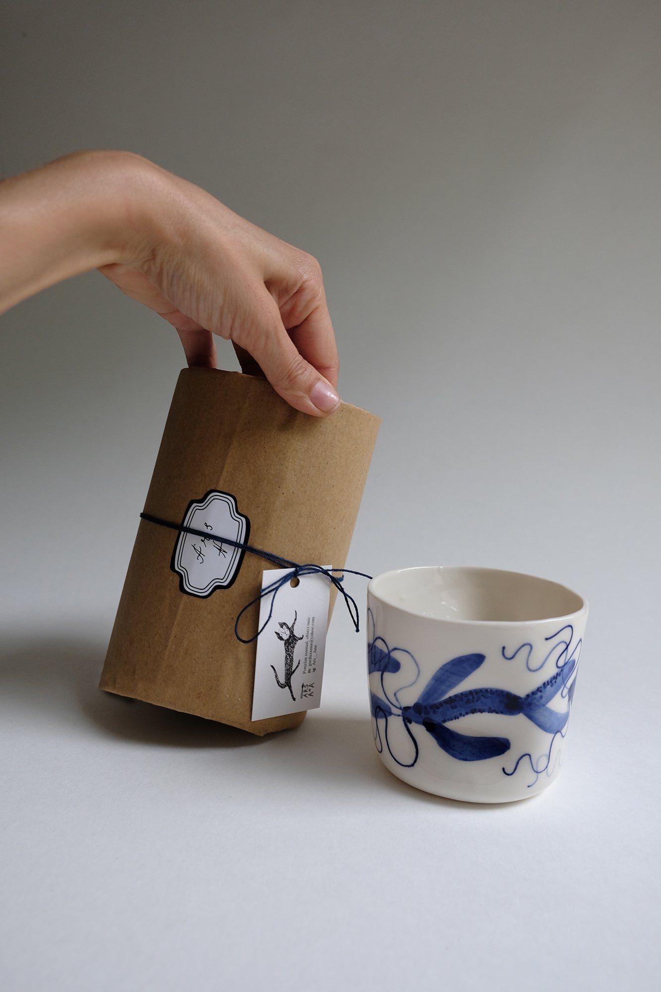 Porcelain esspresso cup, Blue Fish Collection