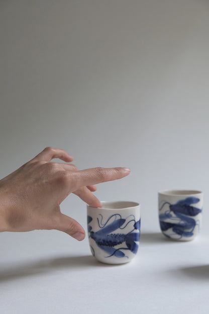 Porcelain esspresso cup, Blue Fish Collection