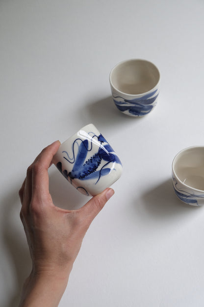 Porcelain esspresso cup, Blue Fish Collection