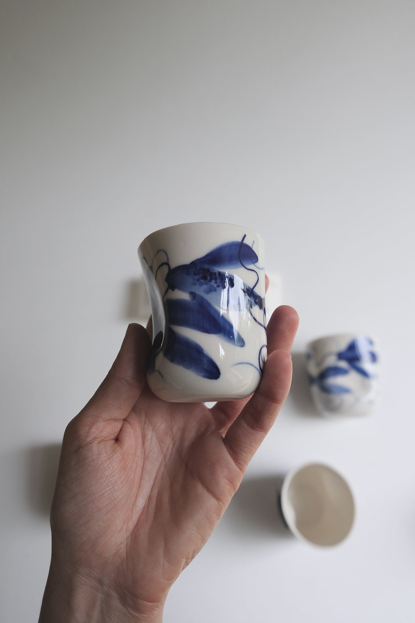 Porcelain esspresso cup, Blue Fish Collection