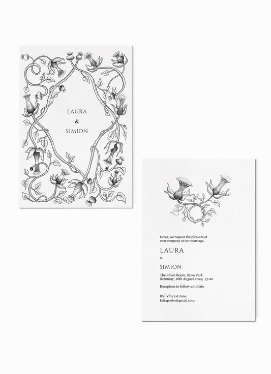 Wedding invitation, set of 50 Flower Collection