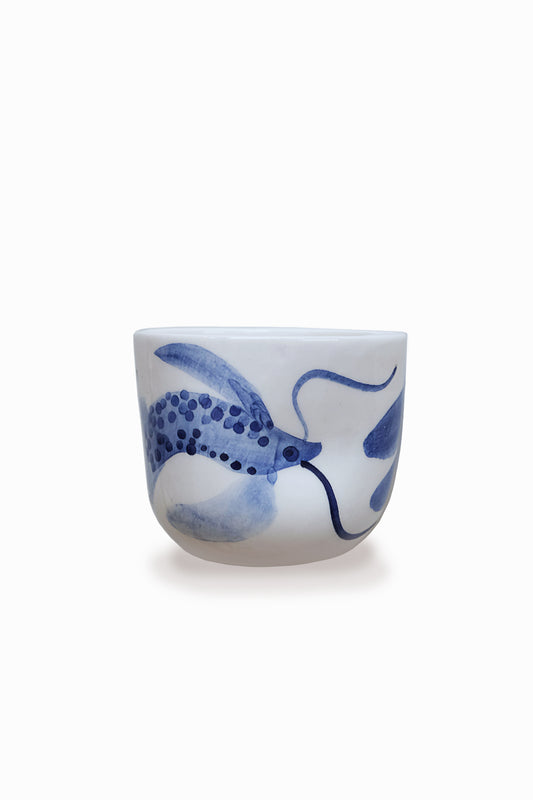 Porcelain esspresso cup, Blue Fish Collection